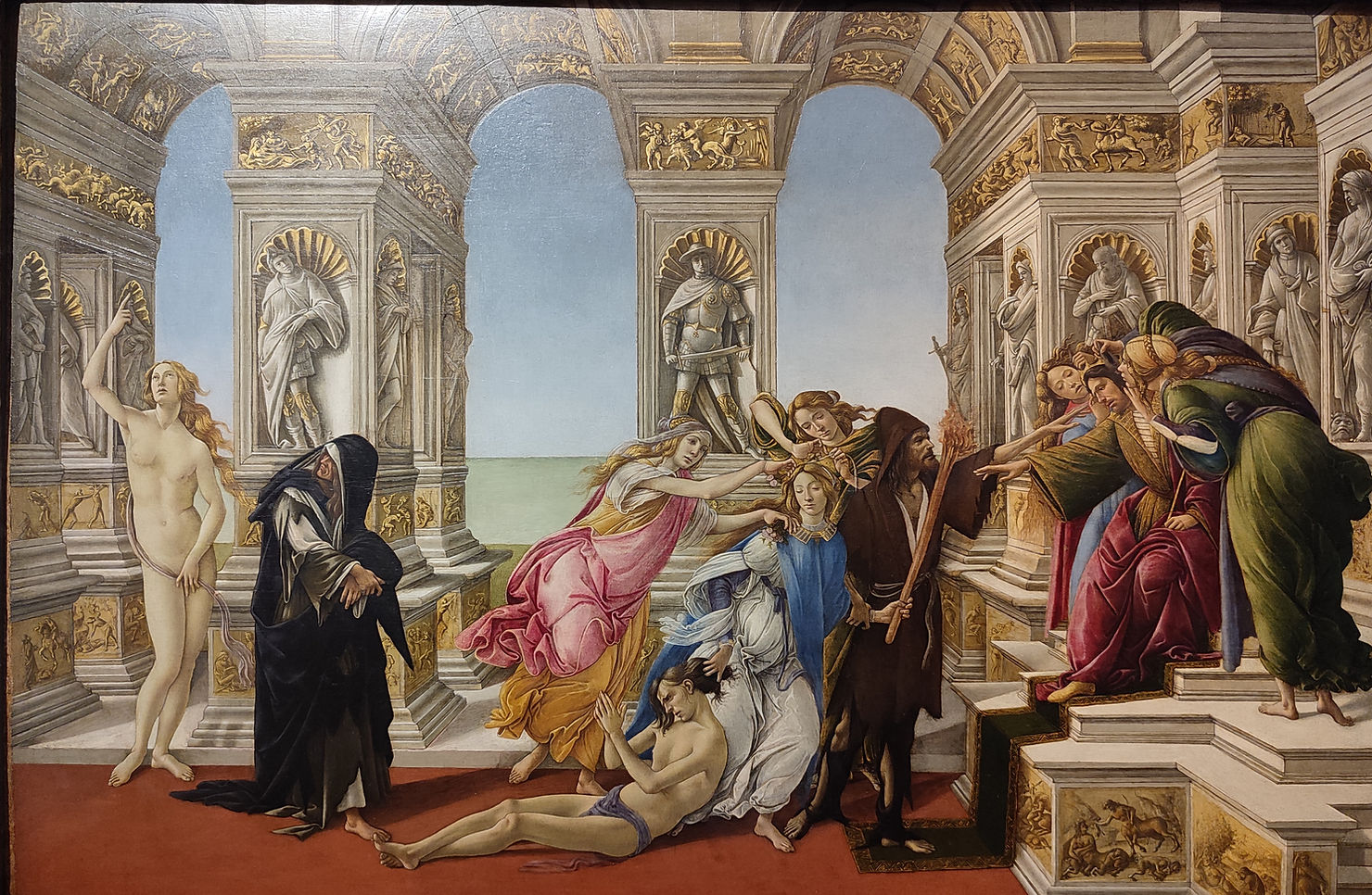 “Allegoria della Calunnia” (1491-95) di Alessandro Filipepi detto Sandro Botticelli, Gallerie degli Uffizi, Firenze.