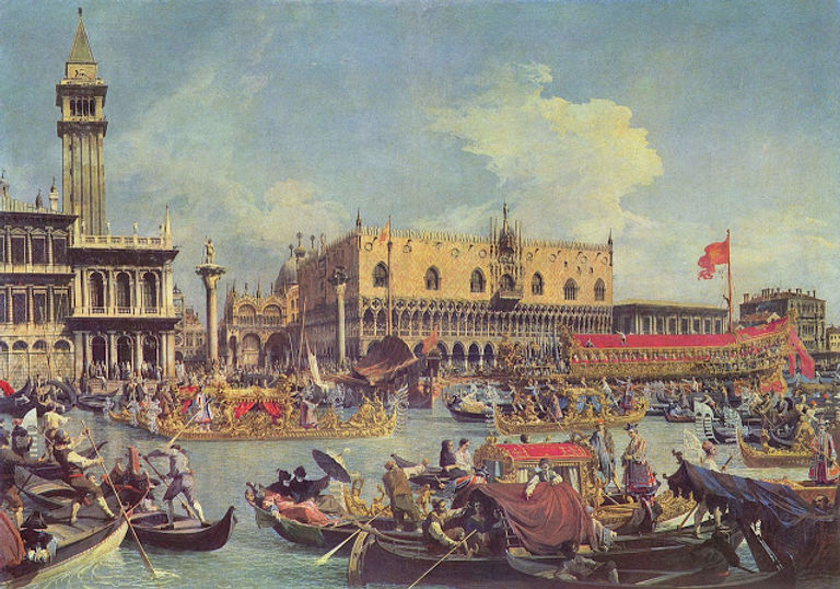 Antonio Canal detto il Canaletto “Il ritorno del Bucintoro al molo, nel giorno dell’Ascensione”, cm 182 x 259 - 1729 circa. Milano collezione Aldo Crespi.