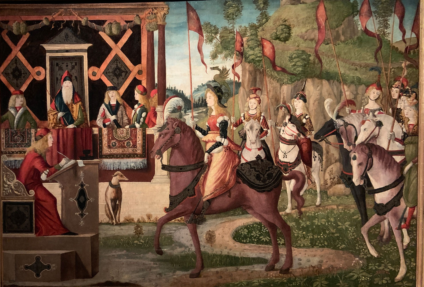 Vittore Carpaccio "L'ambasciata di Ippolita, regine delle Amazzoni, a Teseo re di Atene. (ispirato alla Teseida di Boccaccio) Parigi, Musée Jacquemart Andrè, Institute de France