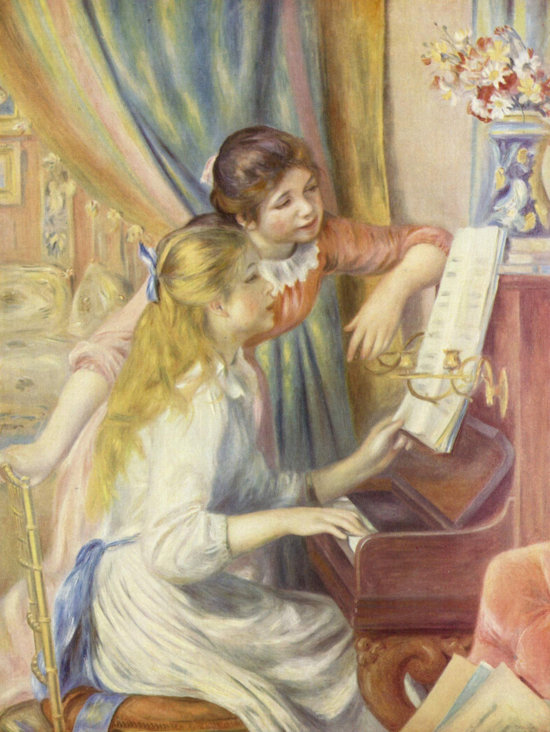 Piere - Auguste Renoir "Jeunes filles au piano" 1892, olio su tela, cm 116x90. Musée d'Orsay, Parigi.