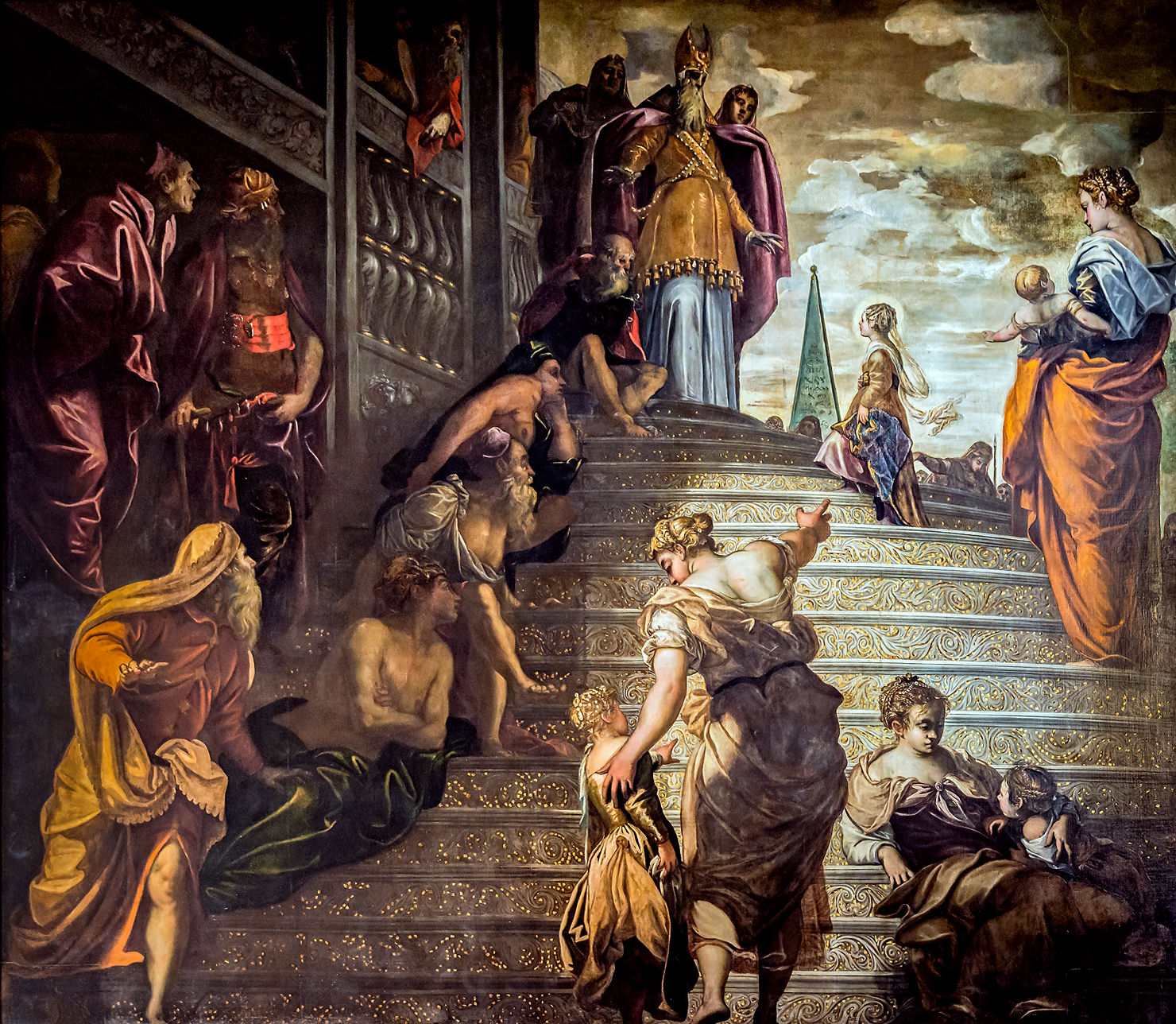 Jacopo Tintoretto "Presentazione di Maria al Tempio" 1551-56, olio su tela, cm 429x480, Chiesa della Madonna dell'Orto, Venezia.