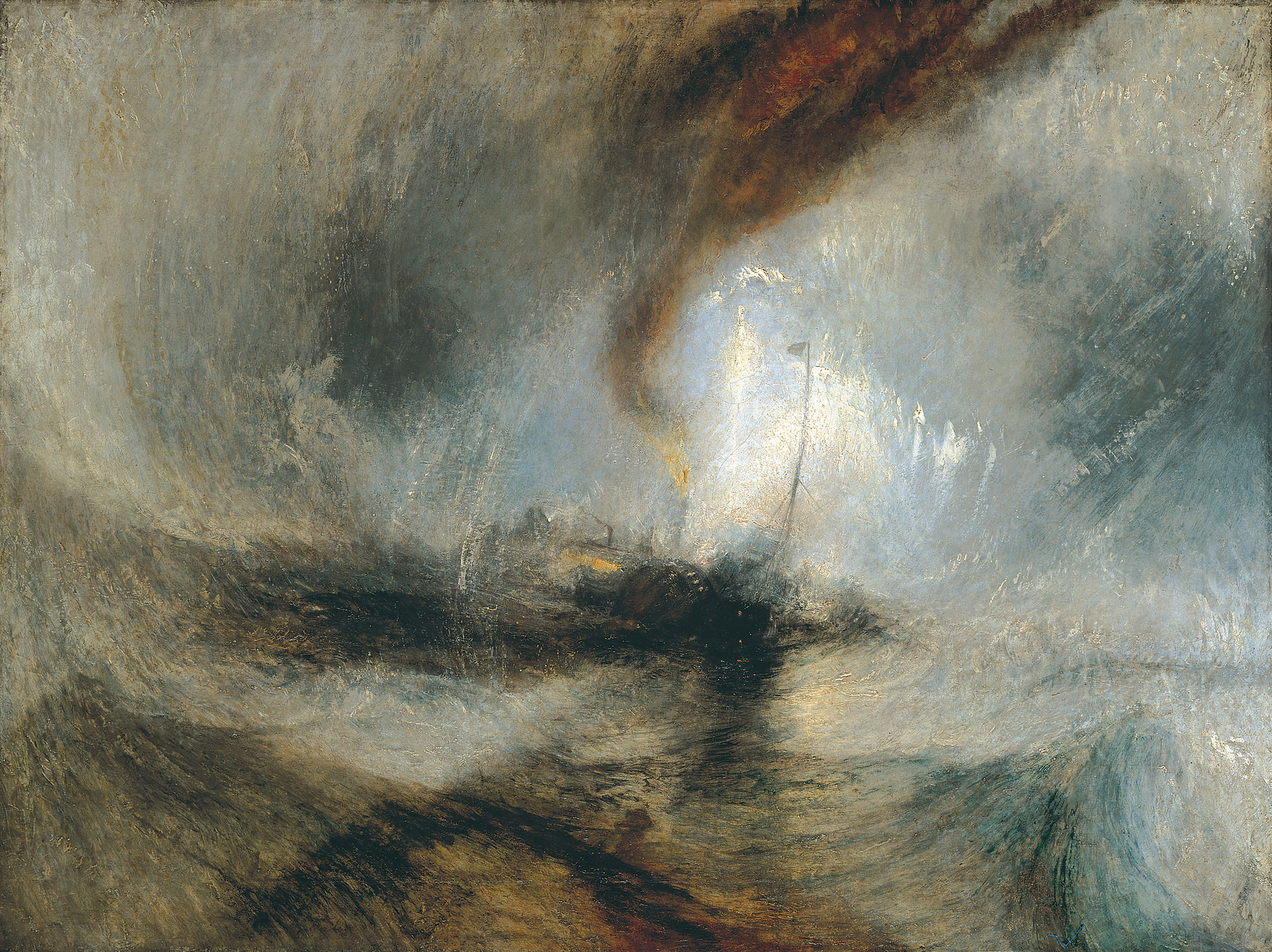 William Turner "Tempesta di neve. Battello a vapore al largo di Harbour's Mouth, 1842. Olio su tela, 91,4x121,9 cm. Londra, Tate Britain