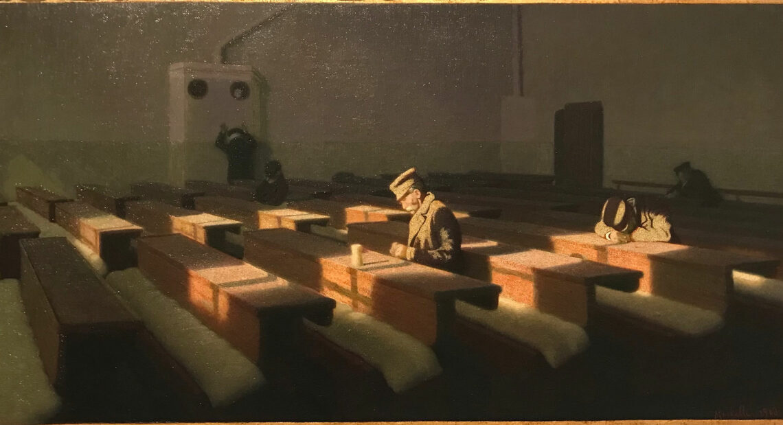 Angelo Morbelli "Il Natale dei rimasti" 1903, olio su tela. Galleria Internazionale d'Arte Moderna Ca' Pesaro, Venezia