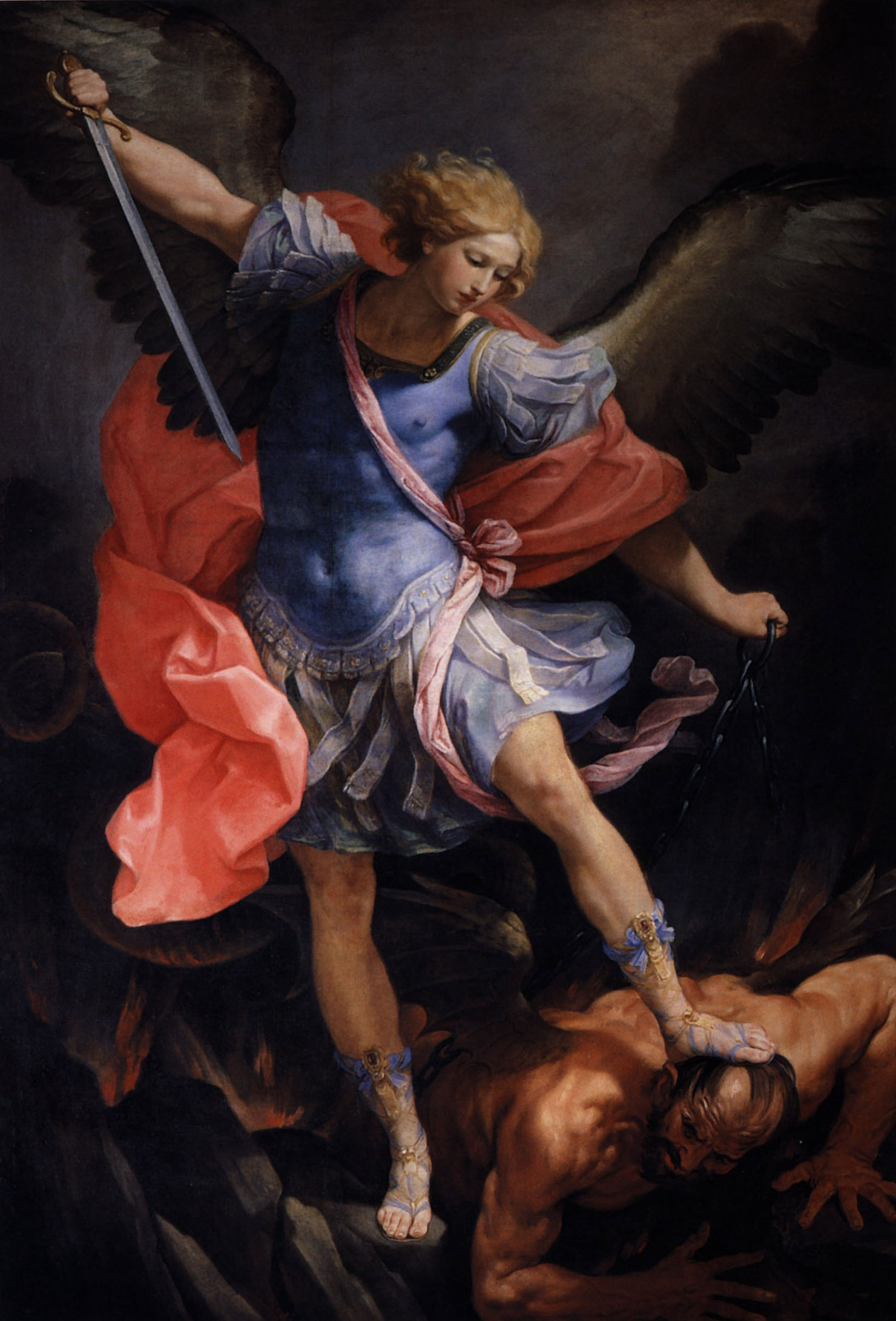 Guido Reni "San Michele Arcangelo" 1635 olio su seta, cm. 293x202 Chiesa dei Cappuccini Santa Maria della Concezione, Roma