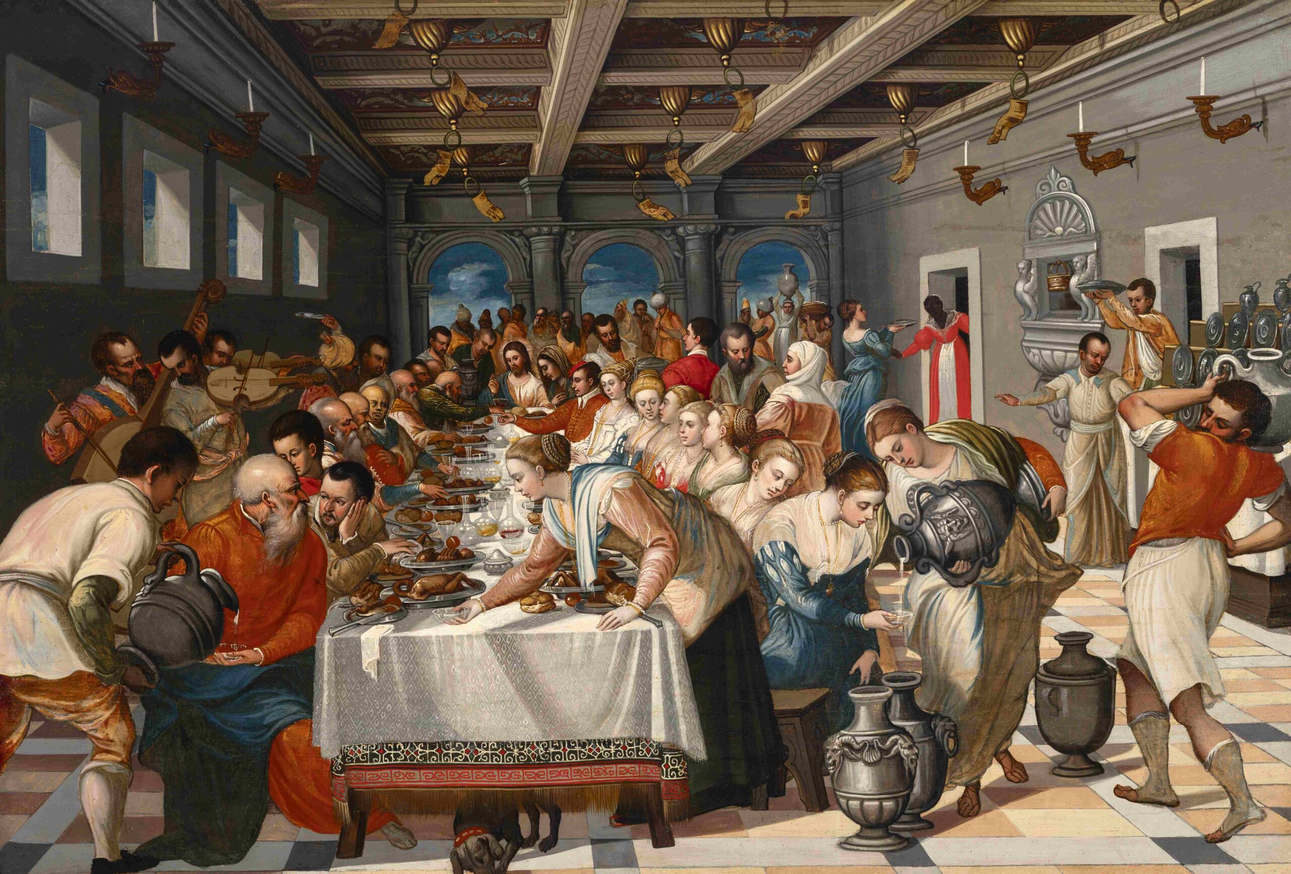 Michele Damaskinòs Le nozze di Cana (da J. Tintoretto) 1570 ca. olio su tela e tavola cm 79,5 x 115,5 Museo Correr, Venezia