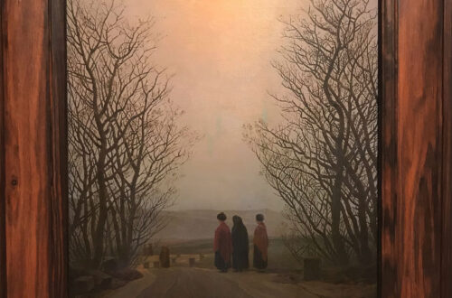 Caspar David Friedrich "Mattina di Pasqua" ca.1828-1835, olio su tela, 43,7x34,4 cm. Museo Thyssen-Bornemisza, Madrid