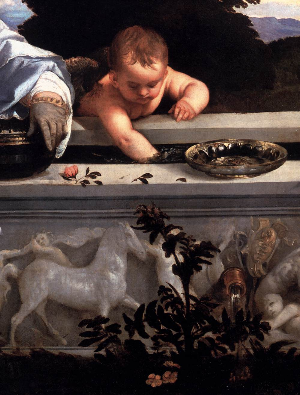 Tiziano Vecellio "Amor Sacro e Amor Profano" 1515 circa, olio su tela cm. 118x279, Galleria Borghese, Roma.