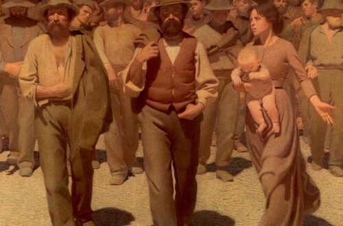 Giuseppe Pellizza da Volpedo "Il quarto stato", 1901 olio su tela, cm 293×545, conservato nel Museo del Novecento di Milano.