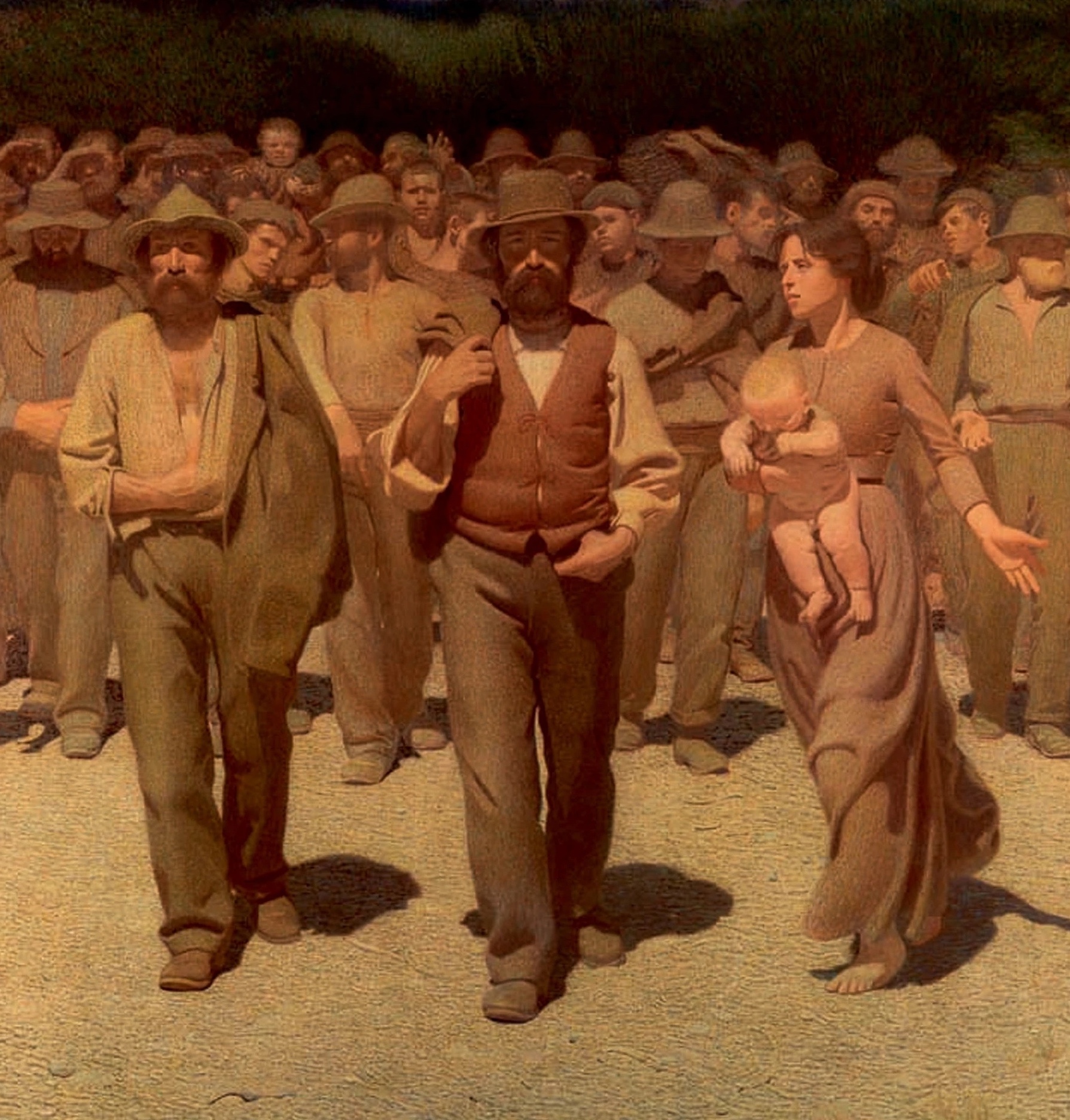 Giuseppe Pellizza da Volpedo "Il quarto stato", 1901 olio su tela, cm 293×545, conservato nel Museo del Novecento di Milano.