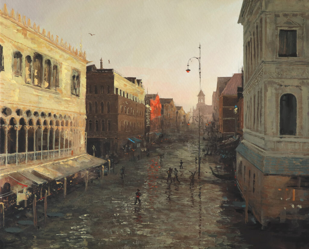 Veduta di Venezia 2 Acrilico e olio su tela Acrylic and oil on canvas, 2024, 60x50x2cm. Alberto Rodríguez Serrano