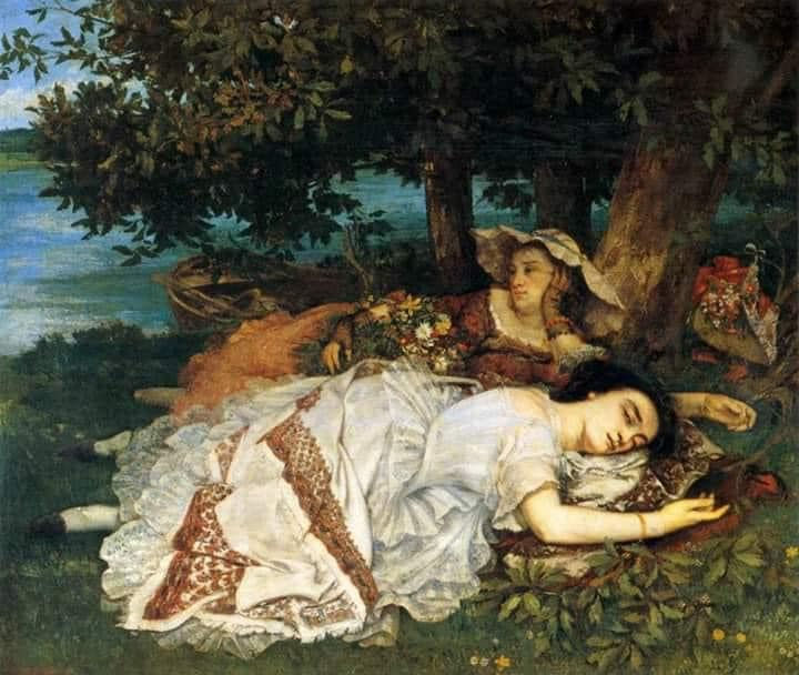 Gustave Courbet "Fanciulle sulla riva della Senna" 1857, olio su tela, cm. 174x200, Museo del Petit Palais, Parigi