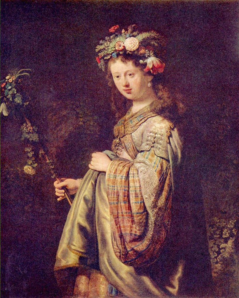 Rembrandt van Rijn "Saskia in veste di Flora" 1634 olio su tela cm.124,7x100,4 San Pietroburgo, Museo dell'Ermitage (Fig.8)