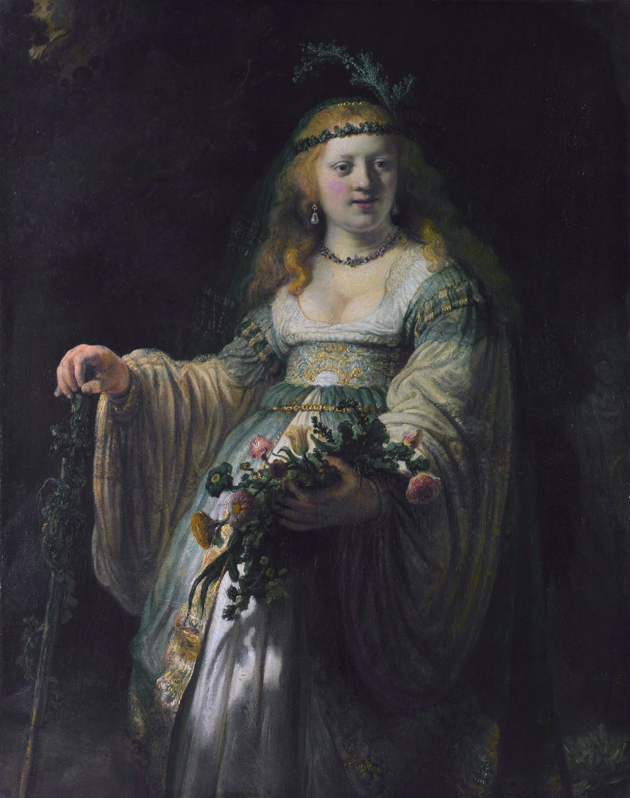 Rembrandt van Rijn "Saskia in veste di Flora" 1635 olio su tela cm.123,5x97,5 Londra National Gallery (Fig.9)