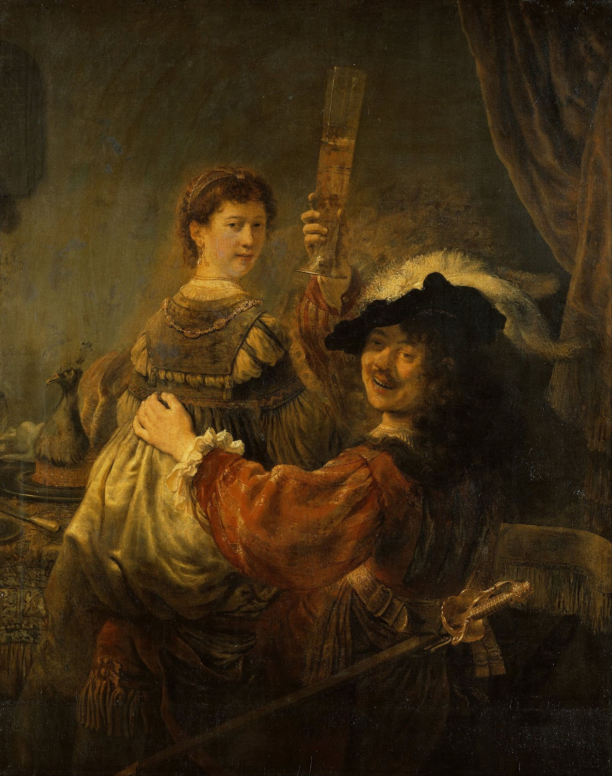 Rembrandt van Rijn "L'allegra coppia" (Il Figliol prodigo dilapida la sua eredità) olio su tela 1636 cm. 161x131 Staatliche Kunstsammlungen di Dresda (Fig.11)