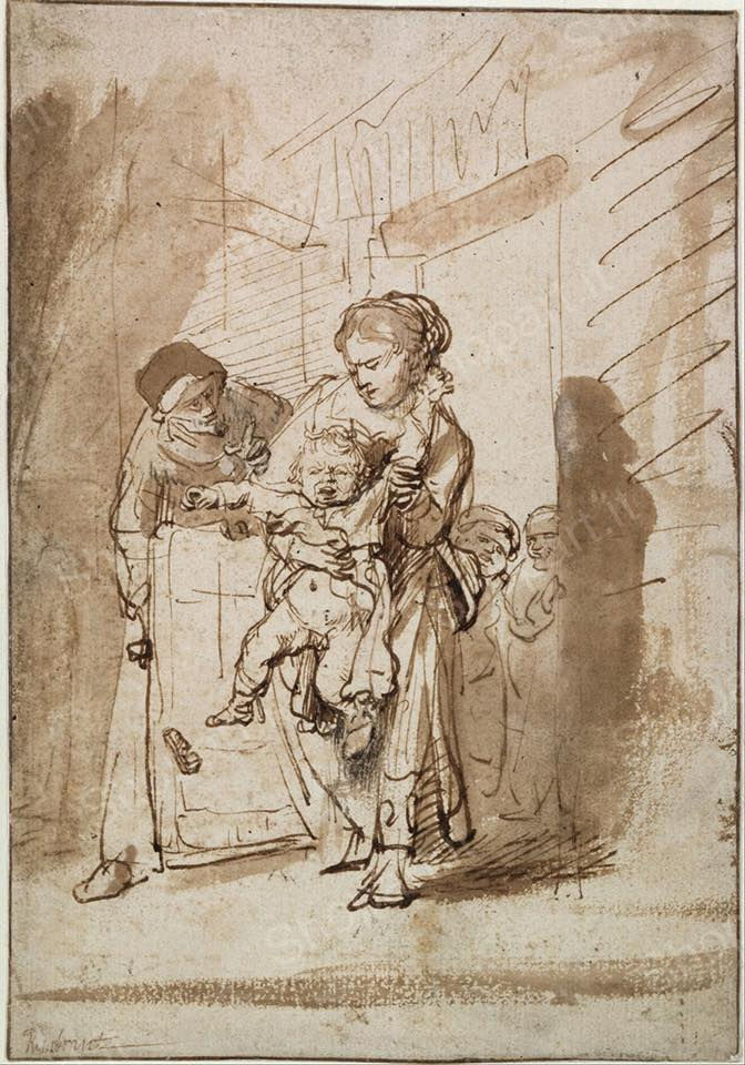 “Il bambino capriccioso” Rembrandt 1635 disegno a penna, pennello e inchiostro bruno (Fig.3)