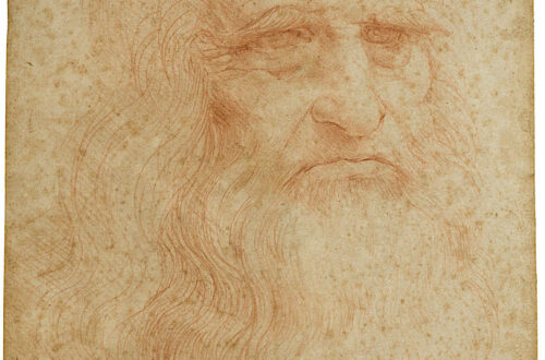 "Autoritratto" di Leonardo da Vinci 1515-1516 ca Biblioteca Reale di Torino. Sanguigna su carta bianca ingiallita con minuscole ossidazioni, mm 333x213 (Fig.1)
