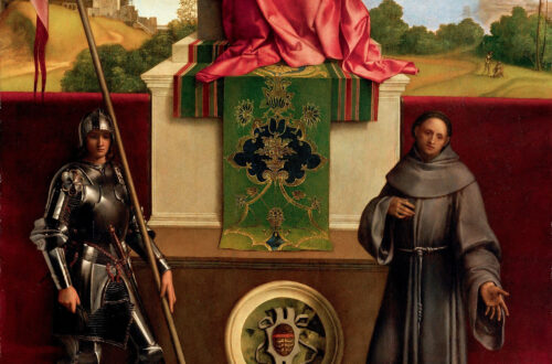 Giorgione “Pala di Castelfranco “Madonna col Bambino e i Santi Nicasio e Francesco” 1503, ca. cm 200x152, Tempera su tavola di pioppo, Duomo, Castelfranco Veneto (TV