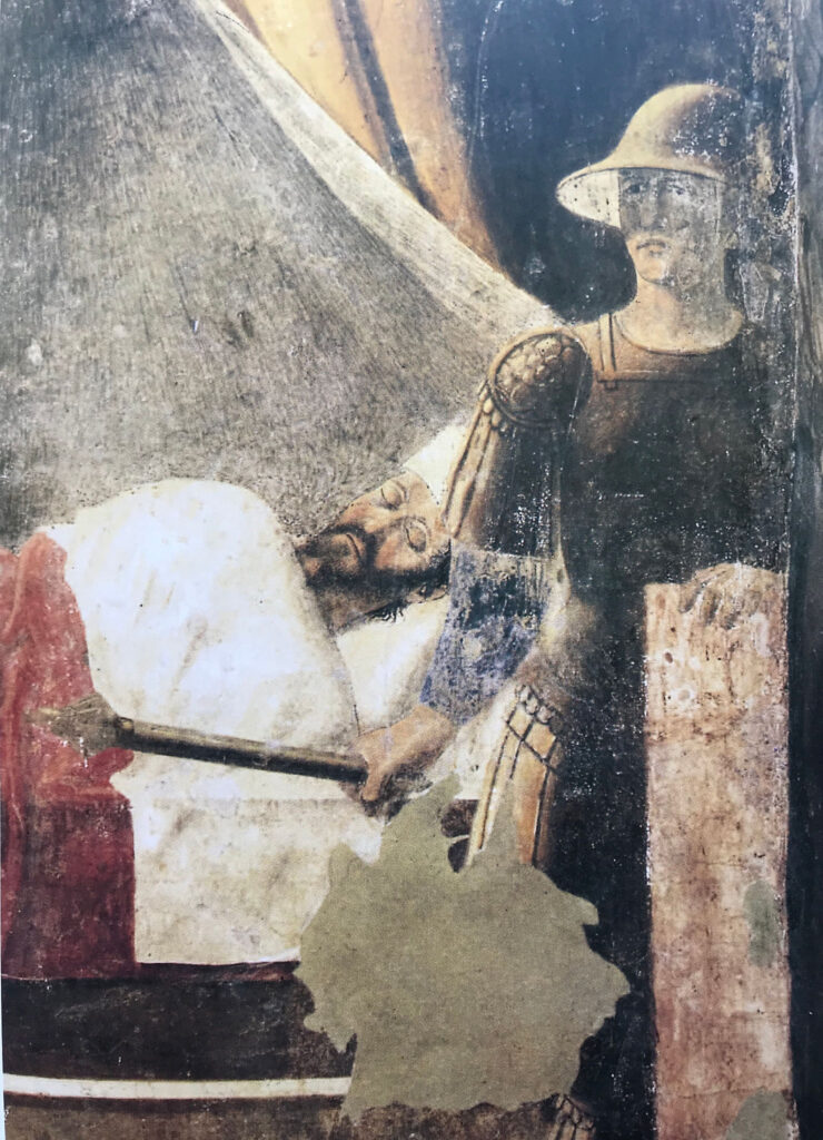Dettaglio 2 (Il sogno di Costantino)- Piero della Francesca. Leggenda della Vera Croce, 1452-1459 Affresco
