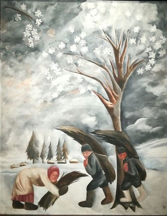 Natal'ja Gončarova "Inverno raccogliendo legna da ardere", 1911Mosca, Galleria Statale Tretyakov Olio su tela (Fig.4)